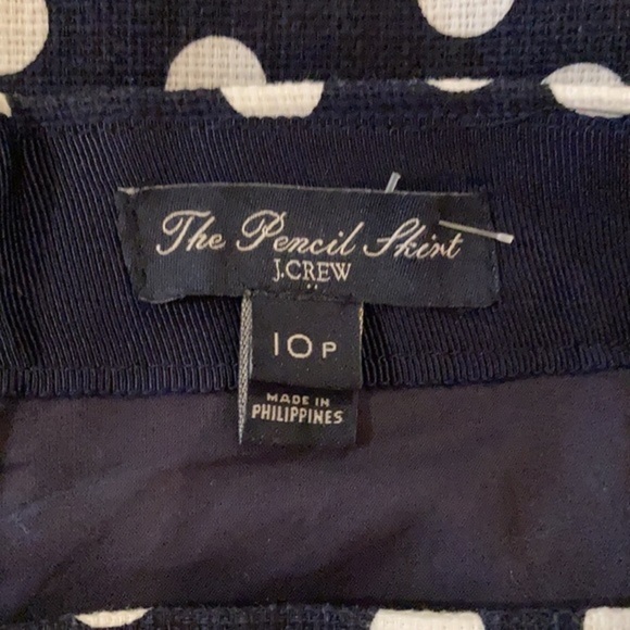 New J. Crew Navy polka dot pencil skirt 10 Petite - Picture 4 of 8